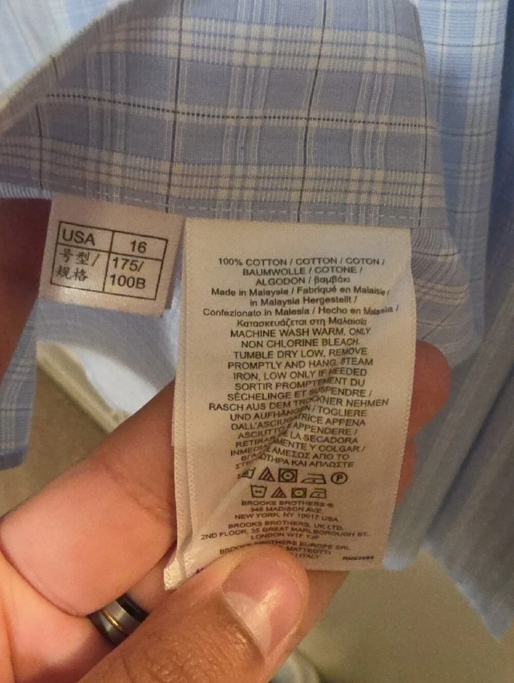 Brooks Brothers Regent Light Blue Checked Dress Shirt 16-33 - Picture 3 of 5
